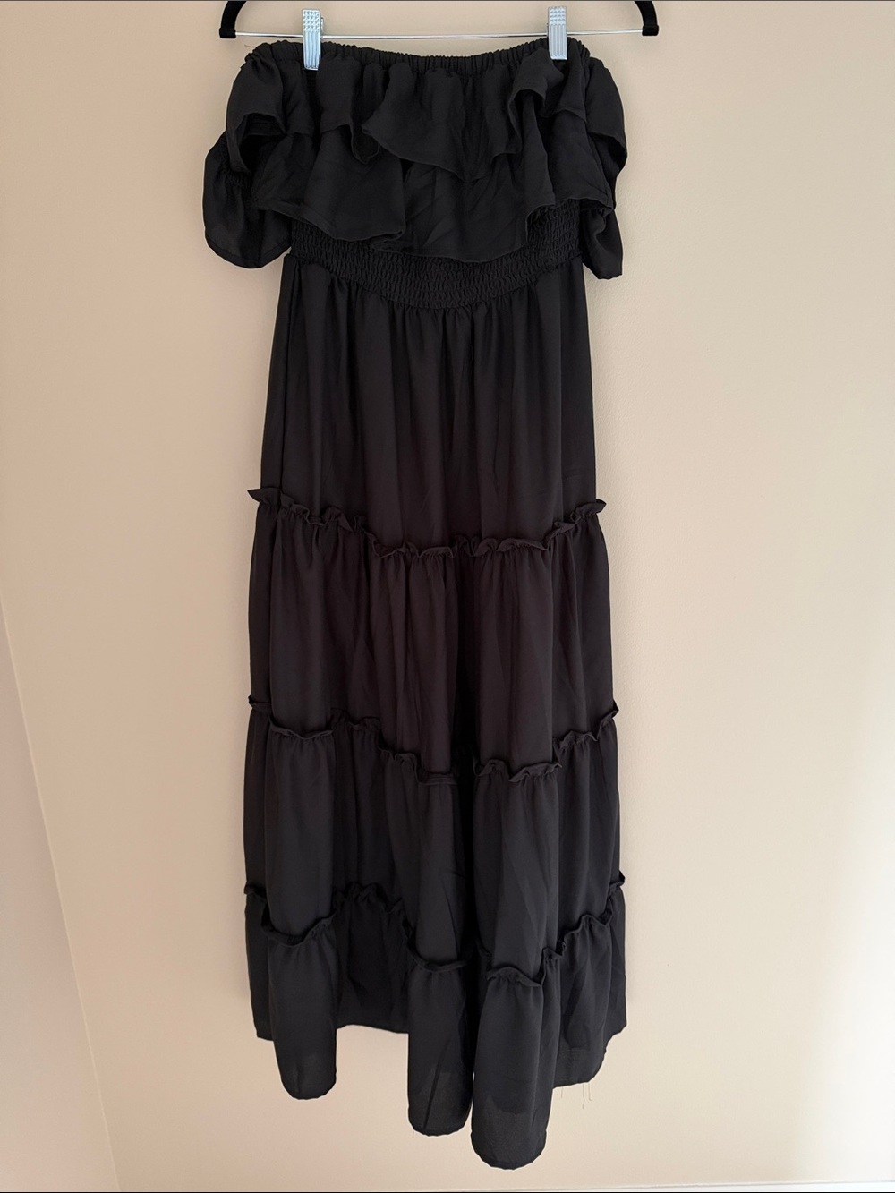 Lascana Off-Shoulder Ruffled Black Maxi Dress - Picture 3 of 8